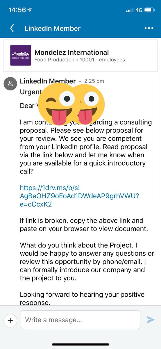 FrankSEC42's tweet image. Please beware. There is a campaign for harvesting LinkedIn member’s contacts. Is a not even so clever way to redirect to a fake login page with poorly done link. Don’t click #alert #phishing #mentoringmonday #cybermentoringmonday