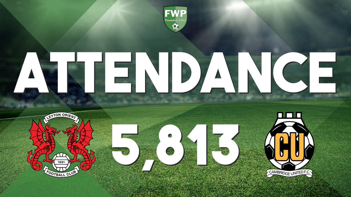 FWPCambridgeUtd's tweet photo. ATTENDANCE: @FWPLeytonOrient v @FWPCambridgeUtd - 5,813 https://t.co/MIIQ9gkStt https://t.co/bXcOHRnNnv