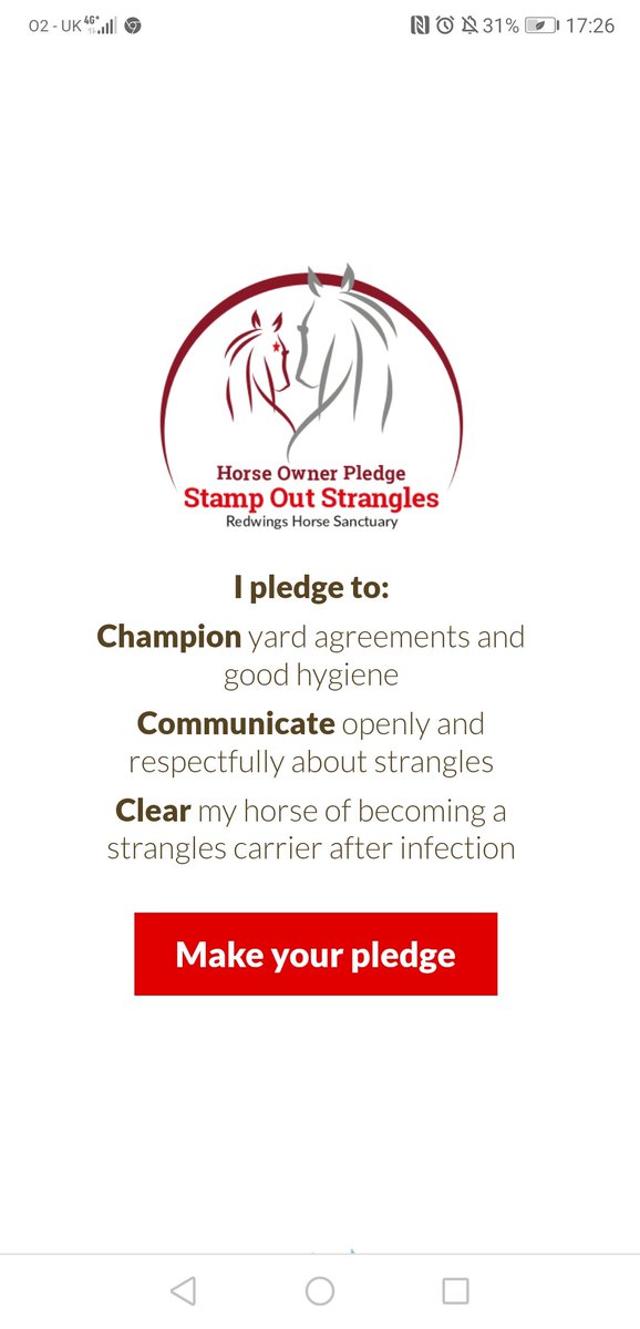 RedwingsAndie's tweet image. Thanks to the @NatEqForum we've seen a sudden leap in strangles pledges. Including our brand new one for equine Vets &amp;amp; Professionals. Now we can all do our bit to #StampOutStrangles

Please join the campaign with your commitment to good biosecurity.

redwings.org.uk/strangles/make…