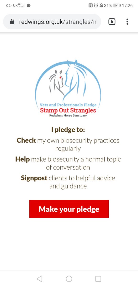RedwingsAndie's tweet image. Thanks to the @NatEqForum we've seen a sudden leap in strangles pledges. Including our brand new one for equine Vets &amp;amp; Professionals. Now we can all do our bit to #StampOutStrangles

Please join the campaign with your commitment to good biosecurity.

redwings.org.uk/strangles/make…