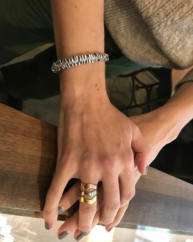 Birdbone bracelet is an all-time classic! Paired here with wide wave ring in bronze, silver, and 19k gold 😍 bit.ly/2W4AGxJ