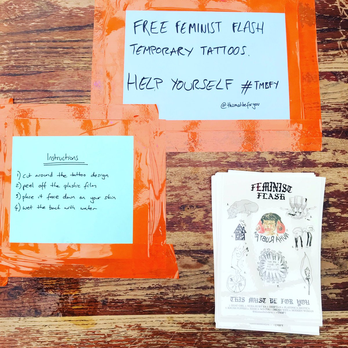 At <a href="/ShacklewellArms/">The Shacklewell Arms</a> today for the <a href="/spiltmulk/">Spilt Milk</a> x <a href="/LondonInStereo/">London In Stereo</a> all-dayer for International Womxn’s Day! Come pick up one of our free Feminist Flash temporary tattoo sheets designed by some amazing womxn musicians ❤️❤️❤️ #TMBFY