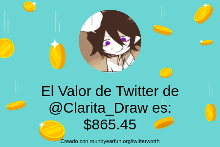 Clarita_Draw's tweet photo. Mi valor de Twitter es: $865.45

Encuentra el tuyo(a) con https://t.co/GMy8GjKcwZ

⠀ https://t.co/dAgVONAMtF
