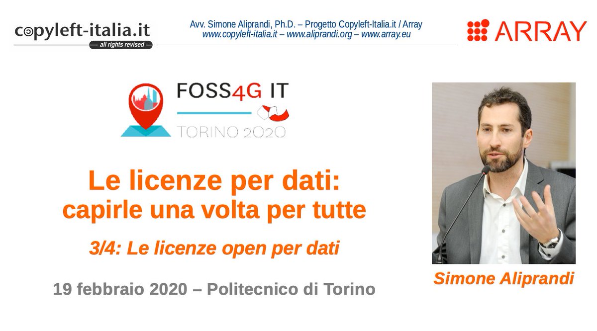 simonealiprandi's tweet photo. Oggi è l'#OpenDataDay2020: come mio contributo ripropongo le quattro videolezioni sulle #licenze per #dati registrate a #FOSS4Git. Trovate video e slides qui: https://t.co/S8XOiOLSJa. #opendata #opendataday #bigdata https://t.co/PKfU55Ngyq
