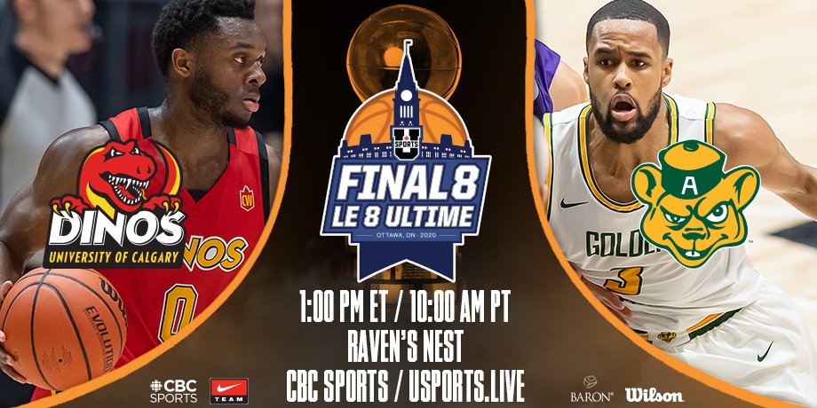 USPORTS_Bball's tweet photo. 🏀1⃣: @UCDinos v @BearsandPandas 

U SPORTS Consolation Semifinals: Alberta edition

🗺️: @CURavens Nest
🖥️: @cbcsports https://t.co/Dovey7CnCV (EN), https://t.co/Xk7h1SIjwa (FR)
🕐: 1pm ET / 10am PT https://t.co/tlPOdA6blw