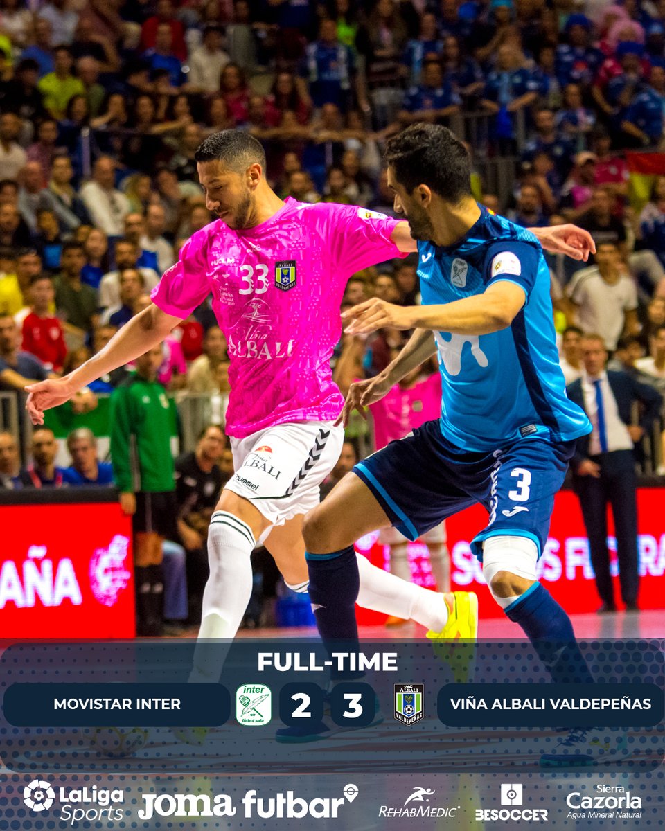 ligaprimefutsal's tweet photo. ⏰ ¡Final del partido!
🌍 Full time!  

@InterMovistar 2⃣ - 3⃣ @FSCiudadDelVino  

#LNFS #FutsalHeart💙 https://t.co/XqDeMyXSlc