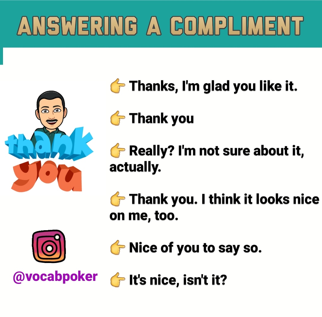 vocabpoker's tweet photo. Answer a Compliment
#english #basic #vocabulary #learnenglish #english #words #ielts #interview #learnenglish #vocabularywords #englishwords #ms #toefl #vocabulary #ieltspreparation #education #vocabularypower #englishclass #vocabularybuilding #jobs #job #learning https://t.co/7ZFSnPy2AO
