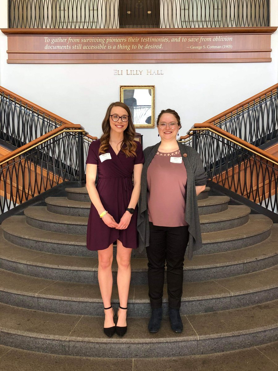 IUIPubHist's tweet photo. #PublicHistory students @leeahmahon and @nyerian have co-won the graduate student paper prize for the #HoosierWomenAtWork Women's History Conference. Both are presenting their research there today. #HWW2020 https://t.co/kZt1eTV30x