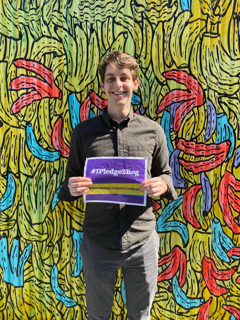 GoRegister2Vote's tweet photo. Brian is pumped for the final day of the #IPledge2Reg challenge! Make sure to check out https://t.co/v26D6phRIs to register YOUR community! https://t.co/3ohEFfFDZL