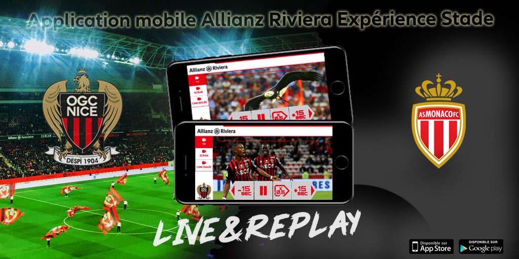 AllianzRiviera's tweet photo. H-1 #OGCNASM : rdv sur l’application mobile #AllianzRiviera pour profiter des fonctionnalités expérience stade! 

🎥 Live&amp;Replay pour suivre le match @ogcnice sous différents angles et revoir les meilleurs actions
📊 Live texte et statistiques 
📌 Plan interactif
#digitalstadium https://t.co/9XWpXr7bGV