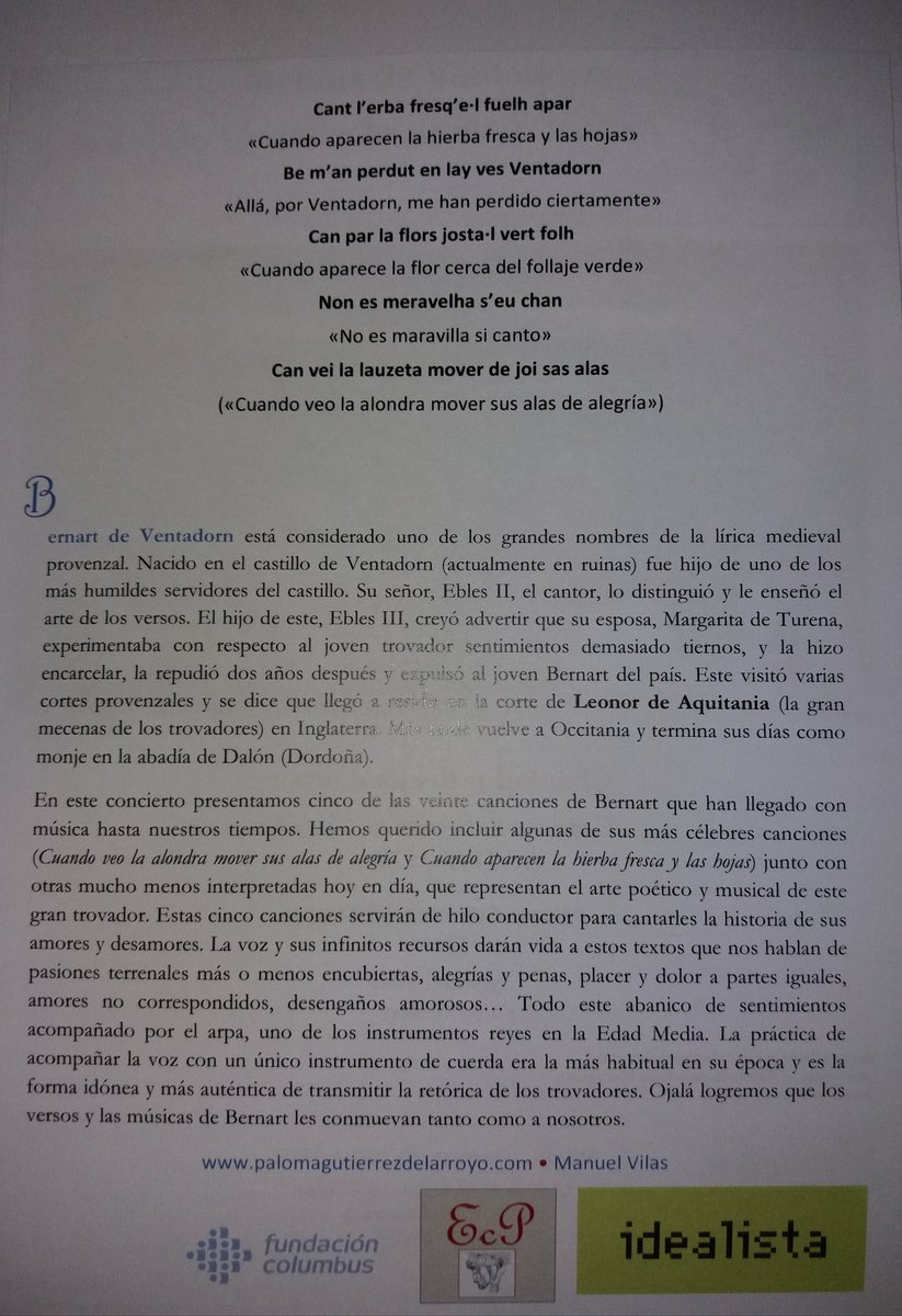 elcriticorn's tweet photo. He venido a la bella Iglesia de las Mercedarias de Góngora para escuchar al dúo conformado por el arpista #ManuelVilas y la voz de #PalomaGutiérrez. Presentan en concierto su reciente grabación dedicada al trovador #Bernart DeVentadorn. Les acoge @EcPolifemo.
#EarlyMusicMonth. https://t.co/QkFSIc8uQu