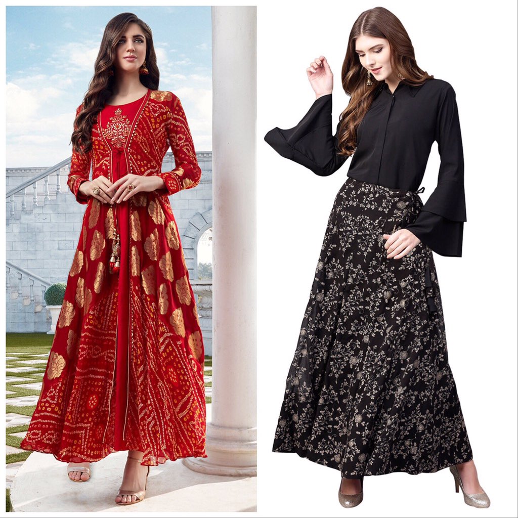 UtsavFashion's tweet photo. Would you want to feel fiery in this flaming red long kurta with jacket or keep it classic in forever sensuous black top and skirt set ?
shop: TLX617, TFF172
#fusionwear #skirts #black #red #sale #ethnicwear #womensfashion #womenswear #whatwherehow #whatwhenwhere #poll https://t.co/Qnnane37Bv