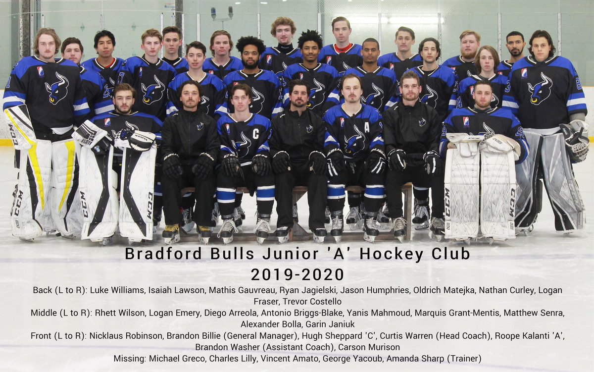 BullsJRAHockey's tweet photo. 2019/2020 Bradford Bulls Hockey Club. 3rd place in North Division (29-12-1 ). Playoff North Divison Semi-Finalist. #BleedBlue https://t.co/5afCOn4ohD