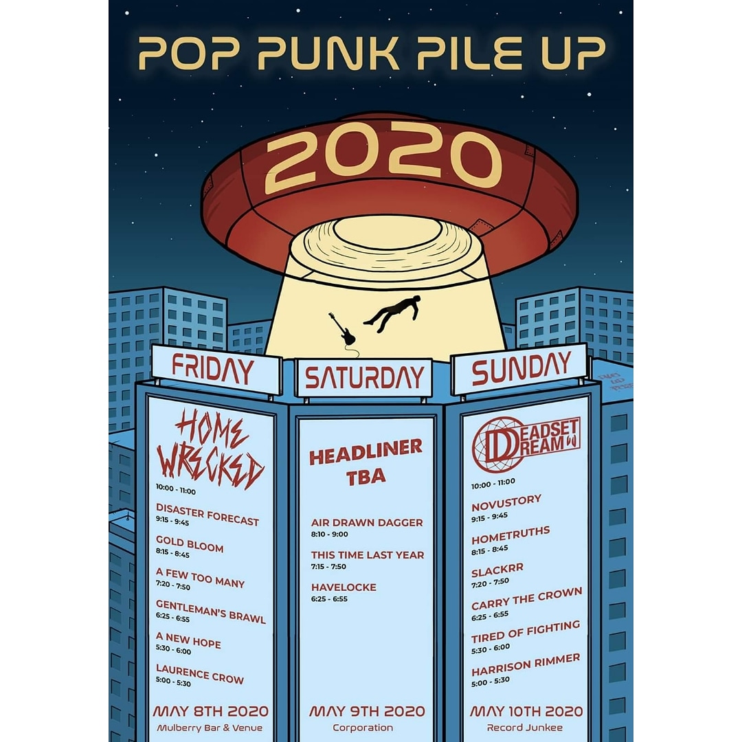 Joining the Saturday we are blessed to be welcoming @AirDrawnDagger_, @ttly_uk AND @thisishavelocke to the line-up. CHEAP tickets are still available however they will change once the headliner is announced. No time to WSTE, grab them below 👇 ticketsource.co.uk/pile-up-festiv… #poppunk