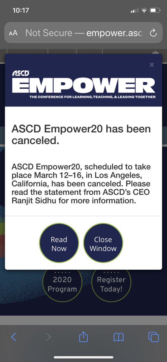 burgessdave's tweet image. Wow. The dominoes are falling in wake of #SXSW cancellation. @ASCD just canceled #empower20 
#coronavirus #COVIDー19