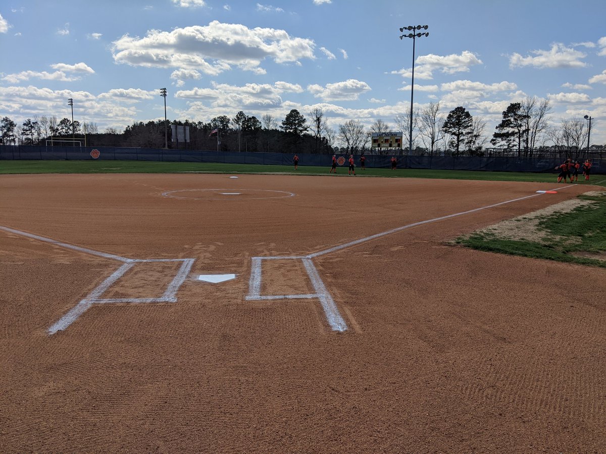 NorthPittSB's tweet photo. After the first attempt was delayed due to rain, it's finally time to get in our home opener.

First pitch at 2! https://t.co/bAEtFIF9Av
