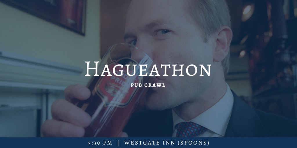 Us and <a href="/CCCUTorySoc/">CCCU Conservatives</a> are holding a Hagueathon pub crawl next Friday. Full details on Facebook.
facebook.com/events/8155310…
🚨Plz note this is just a theme we don't expect people to drink 14 pints and there will be alcohol-free options available.