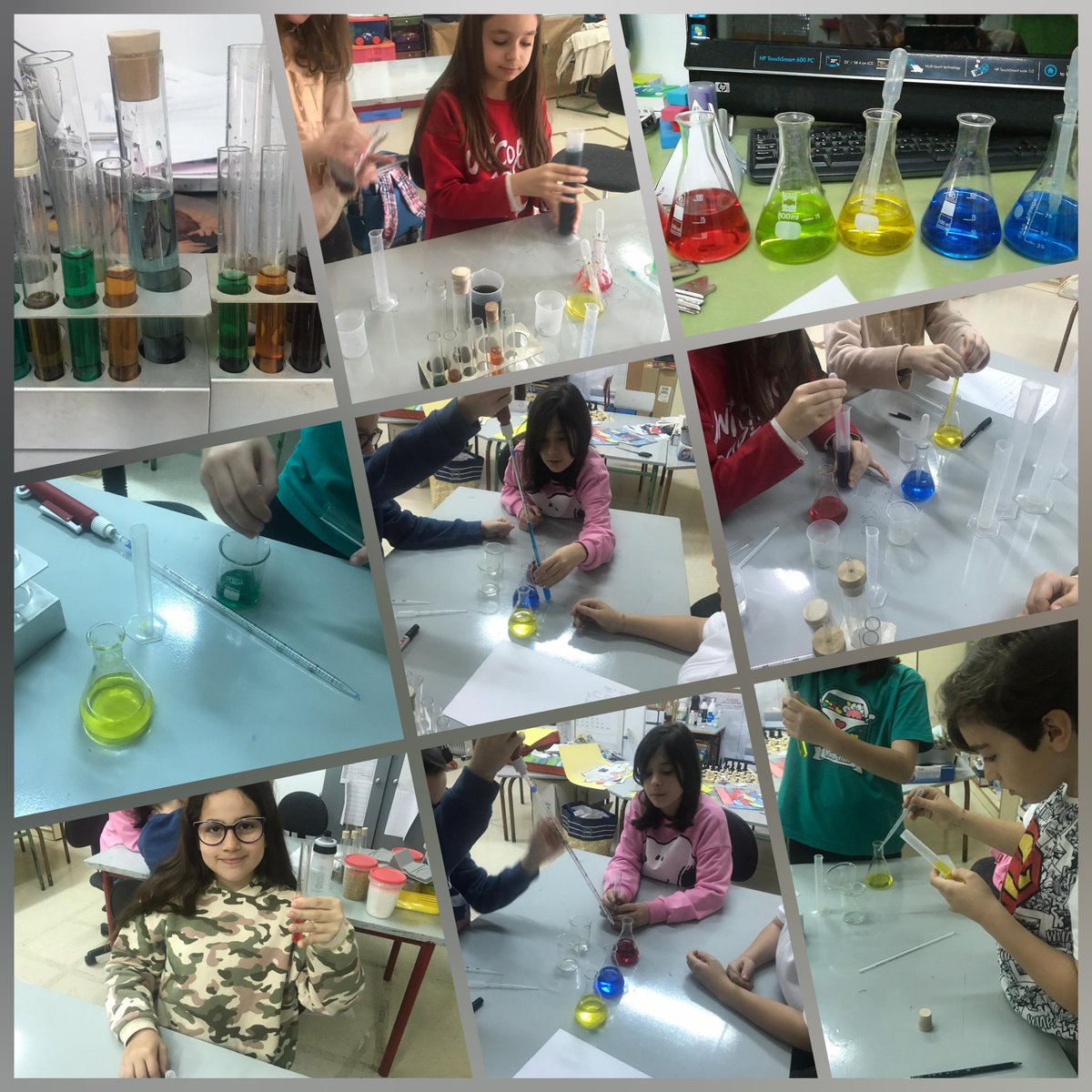 Aula_Avanza's tweet photo. !!!Somos científicos!!! Aprovechando que estamos con las medidas hemos usados algunos instrumentos de laboratorio para medir capacidades. Utilizando los colores básicos hemos hecho mezclas para saber que nuevos colores podíamos obtener. https://t.co/xPMVP9ao5f