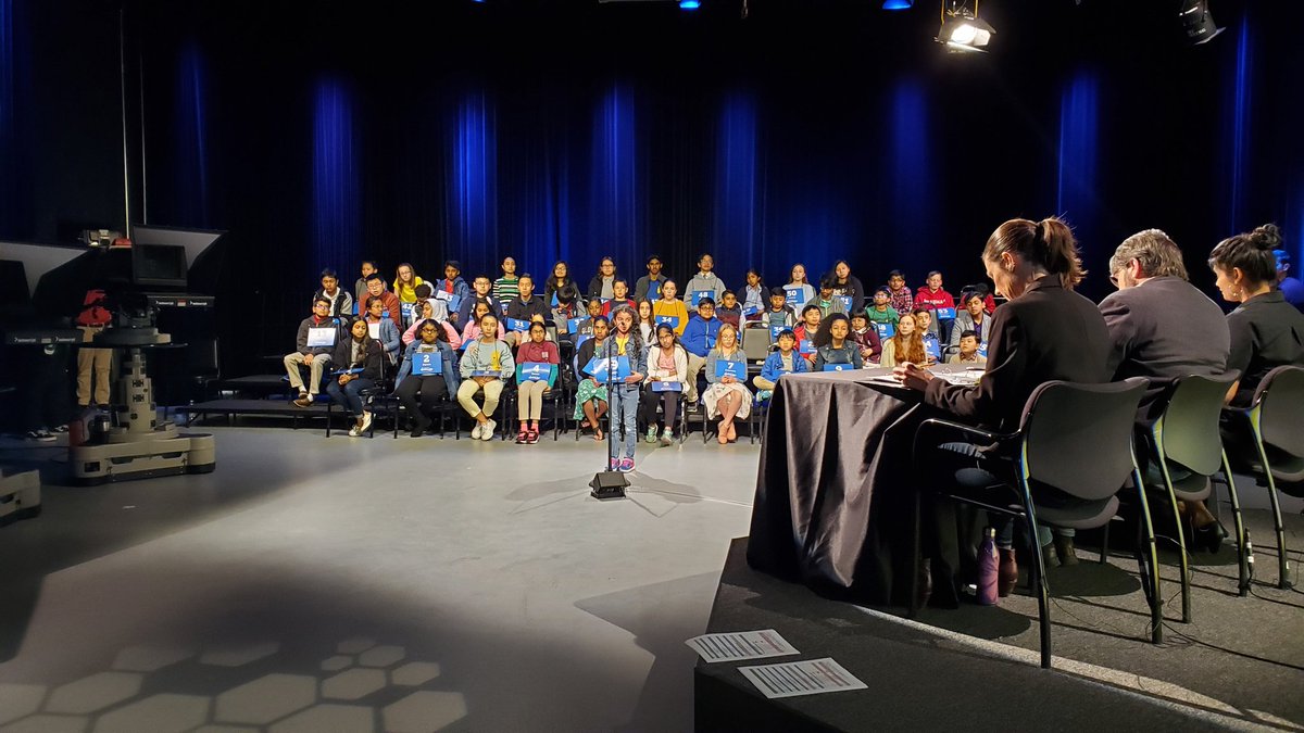 HoustonPubMedia's tweet photo. It's BEE time! 🐝 Pratice rounds are underway at the 12th Annual Houston Public Media Spelling Bee! #HPMSpellingBee #BehindTheScenes https://t.co/ntu0AJ3kRW
