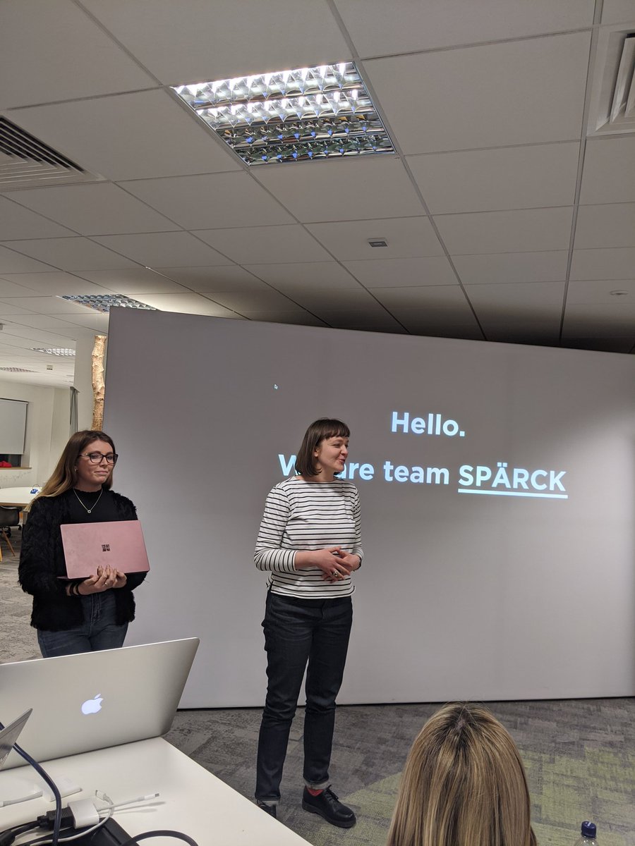 WWCodeBelfast's tweet photo. Team SPARCK inspired by Karen Spärck Jones. Get more women to apply for more jobs. Redefining the recruitment process! #hackforher https://t.co/IUSMdfLI5Y