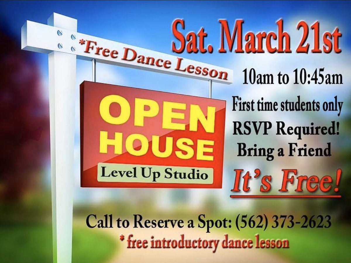 LevelUpLB's tweet image. Open House! @LevelUpLB first time students welcome for a FREE dance lesson! #longbeach #leveluplb #dance #fun #SaturdayVibes #march #weekend