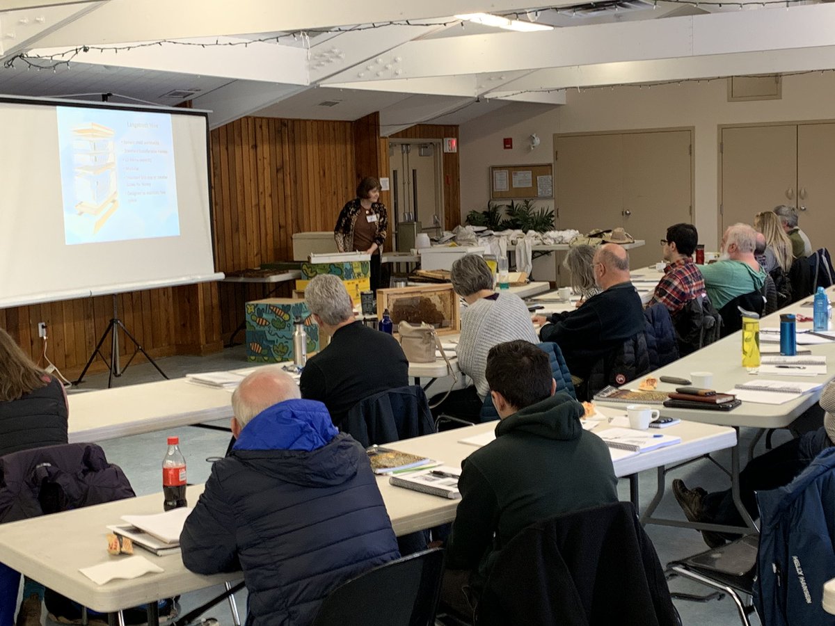 YYCBees's tweet photo. Our director Liz explains the components of a Langstroth Hive to the students of our spring beginners beekeeping course #yycbees #yyc #calgary #bees #beekeepers https://t.co/duYeoqlOji