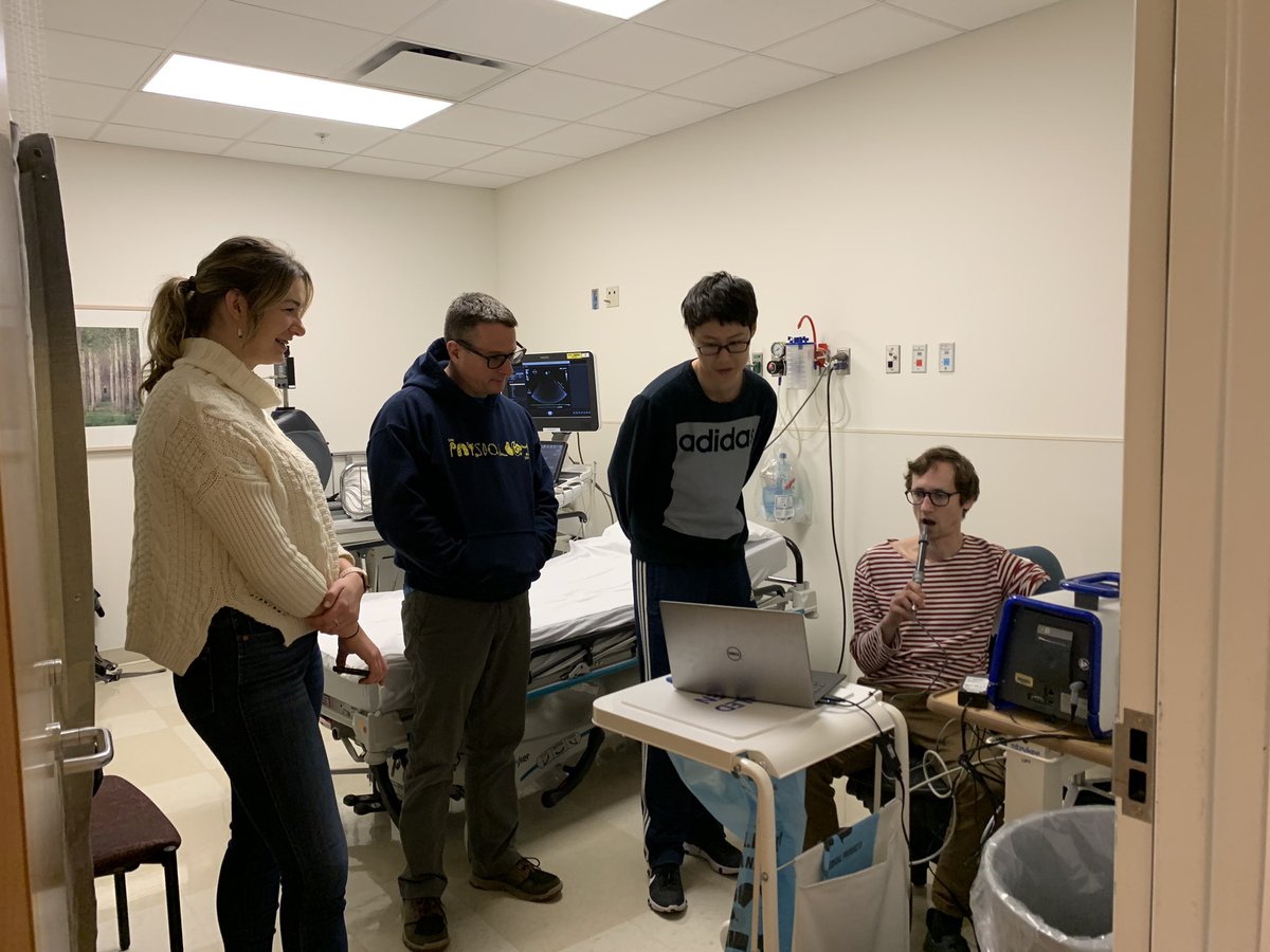 The Beard lab works hard on the weekends! Filip flew in all the way from Prague just to do a valsalva, while Dan, Feng, and Ellen make sure he doesn’t pass out. #beardlab #cvcresearch #heartresearch