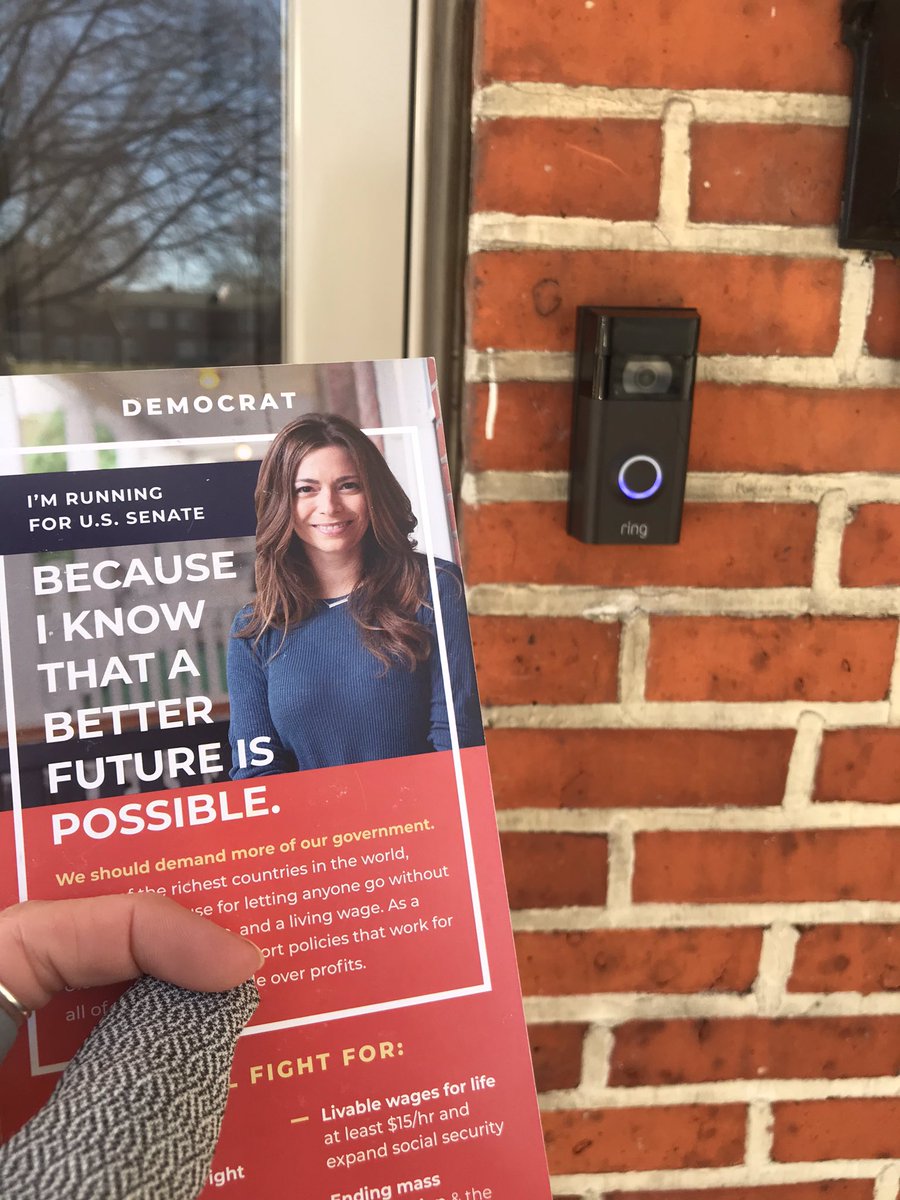 Picture of Jess’s campaign literature and a Ring doorbell
