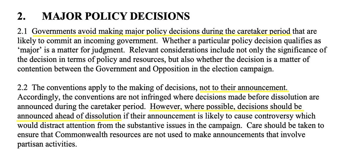 Caretaker guidelines. “decisions should be announced ahead of dissolution..”Well these  #sportrorts grants certainly did cause controversy. Maybe it’s time to review the guidelines - and/or adherence there to.