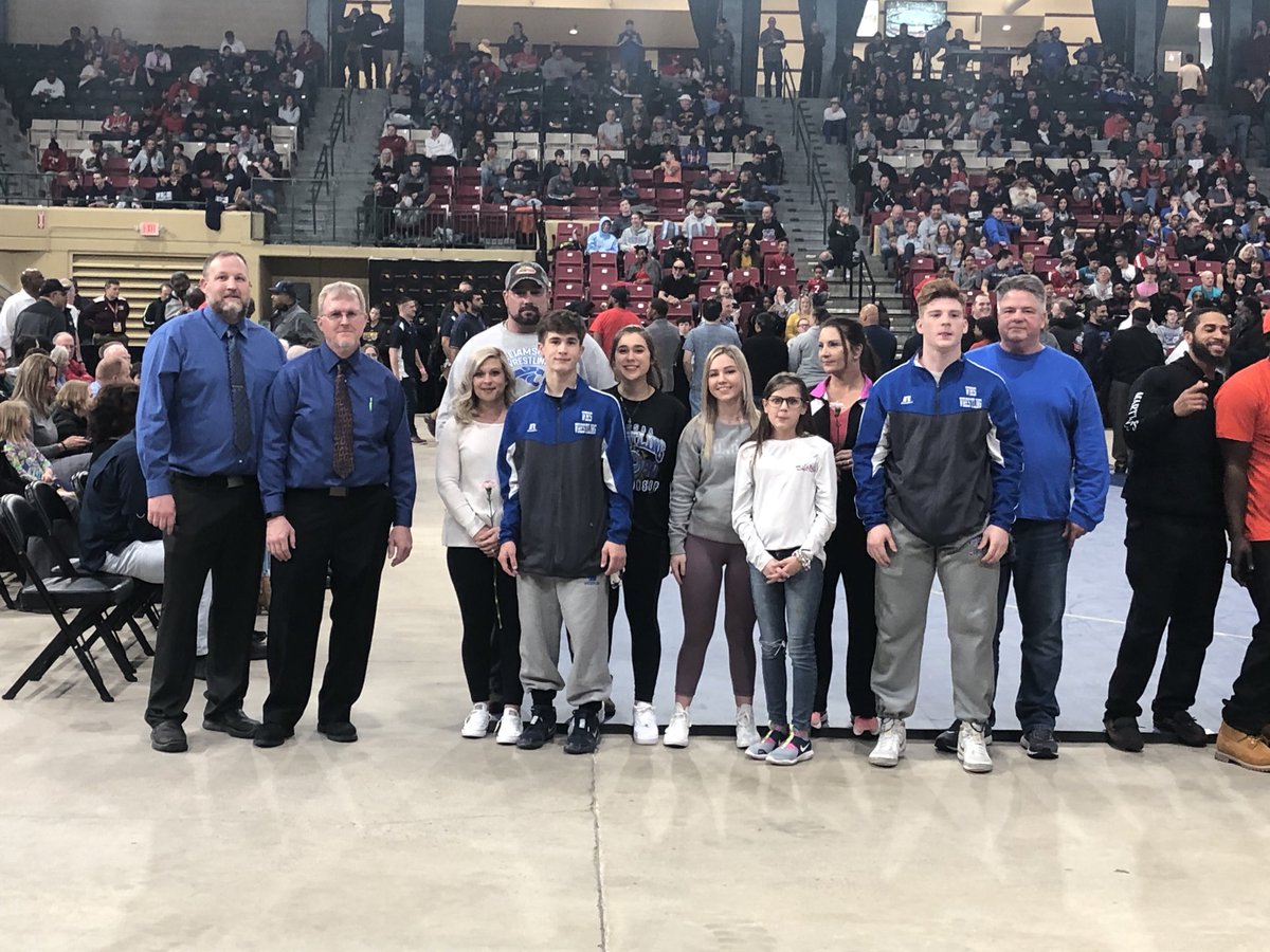⁦<a href="/WilliamsportHS/">Williamsport High</a>⁩ Parade of finalists with coaches and families. Good luck Landen and Brandon in your title matches!