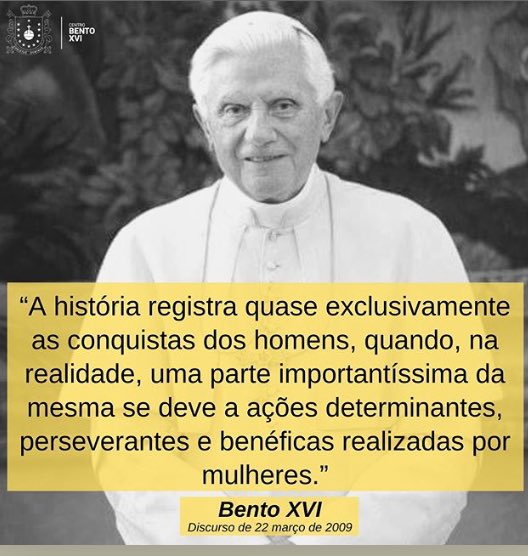 GeCristoRei's tweet photo. Uma palavra de nosso querido Papa Emérito Bento XVI, Joseph Ratzinger, sobre o papel importante das mulheres na sociedade, cooperando juntamente aos homens para o bem comum, ao longo dos séculos.

Via: Centro Bento XVI https://t.co/qcdYWJ8YRD
