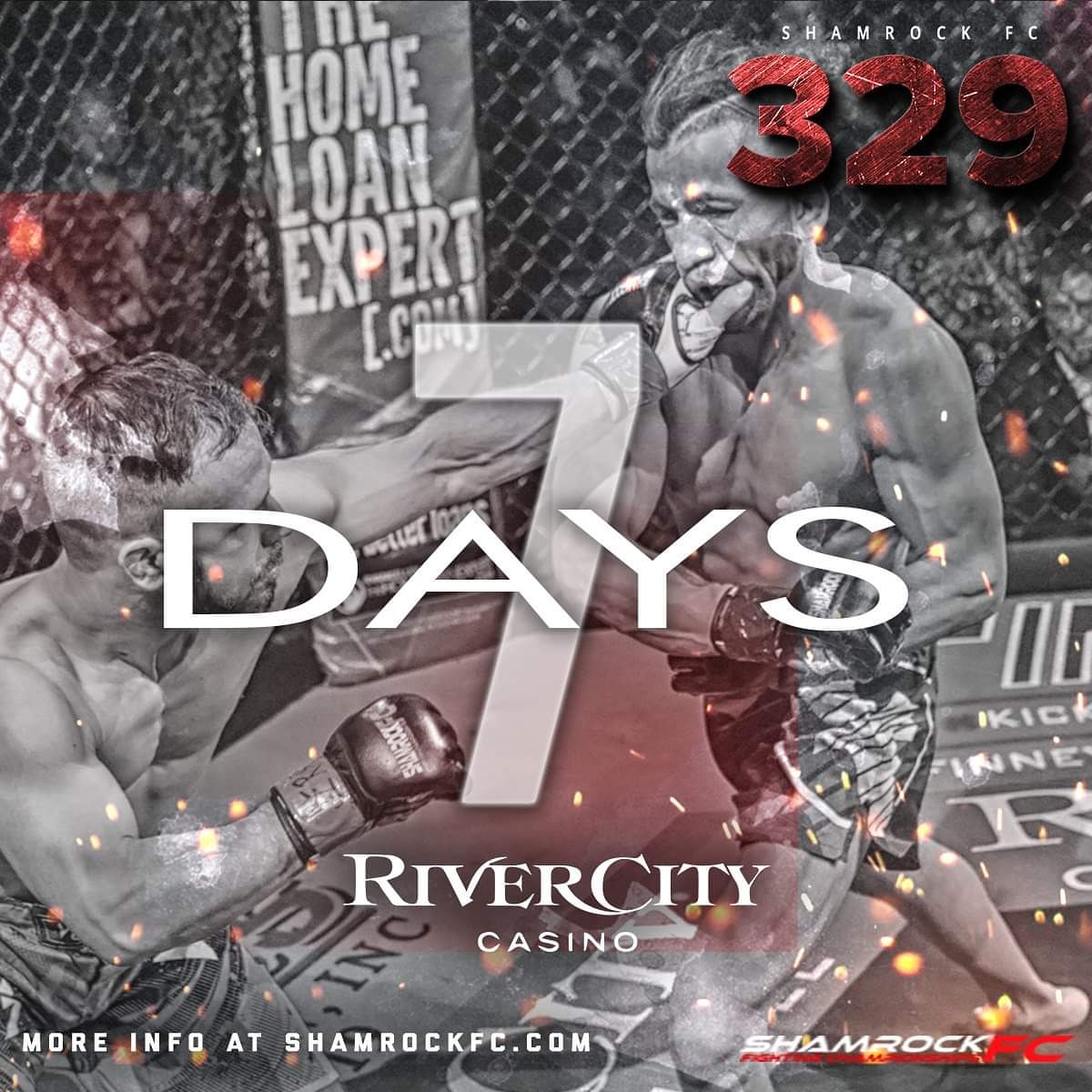 🚨 Just 7 DAYS til the cage door locks at #ShamrockFC329, LIVE on @FiteTV from @rivercitycasino in #STL 🚨