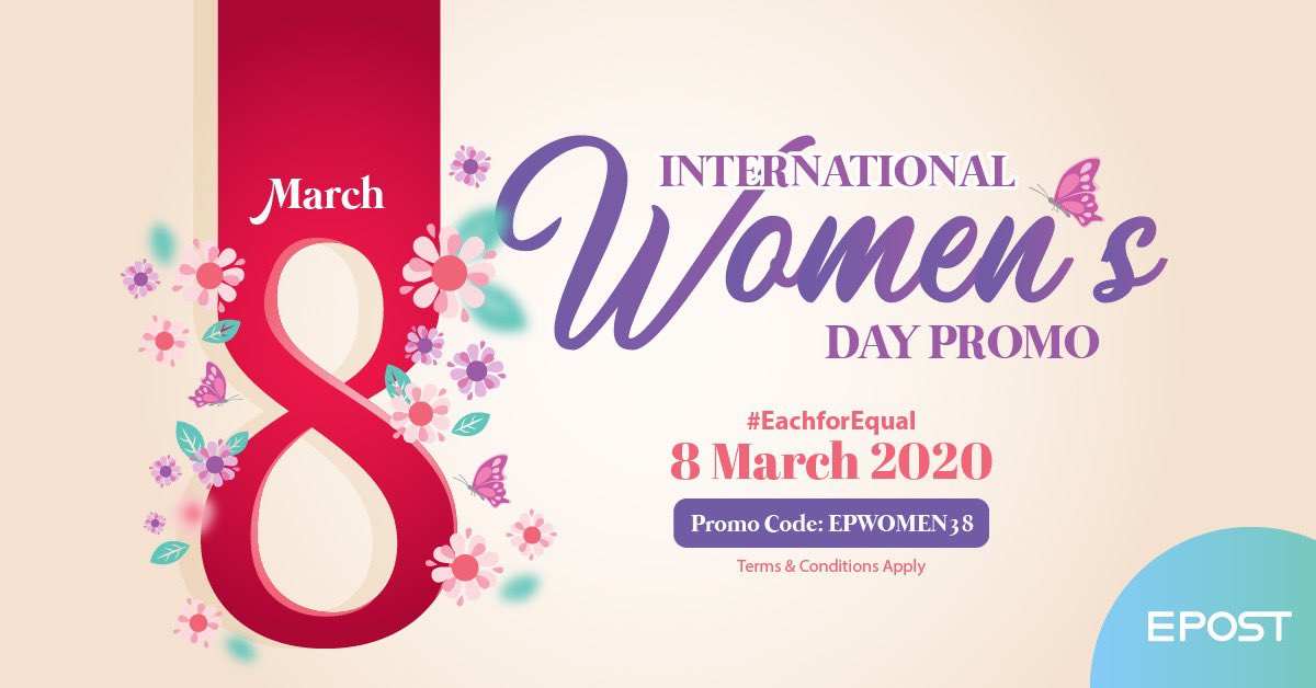 epost_my's tweet photo. 【EPOST Women’s day】
Greetings beloved customers. Let’s celebrate International Women’s right day with joy and gratitude! Enjoy EPOST special promo 38% off (min.spending 10)!

https://t.co/qFjGkxGXFt

#epost #epostexpress #epostmalaysia #internationalwomenday https://t.co/LolktijFJA