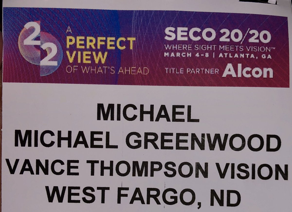 migreenw's tweet photo. Had a fast and furious @seco_intl meeting in Atlanta taking all things anterior segment with the talented Blair Lonsberry, caught up with @mitchelibach @JSchweitzerOD @vthompsonvision and some more!
#SECO2020 #matchingbags https://t.co/RPLbvdhMBr