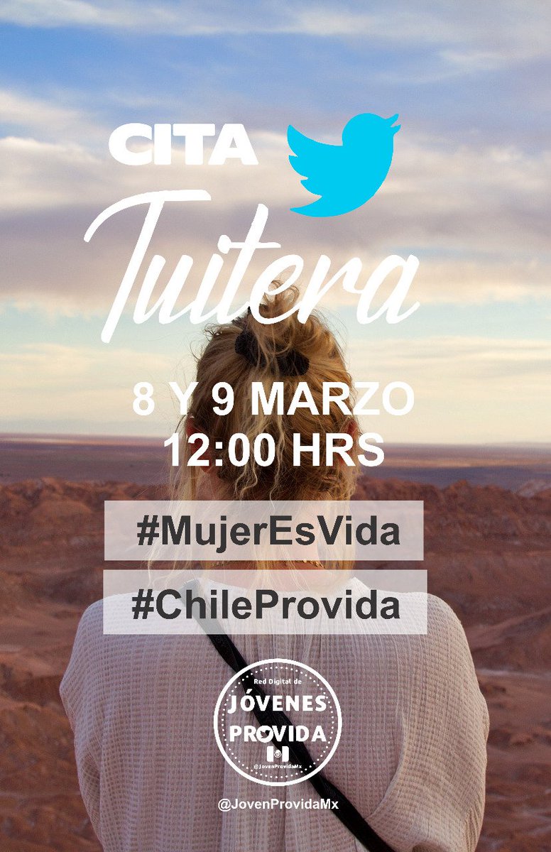 JovenProvidaMx's tweet photo. Cita tuitera hermanos de Chile
#MujerEsVida
#ChileProvida
Recordemos este 8 y 9 de marzo lo más valioso qué es la vida.

@chileprovida
@Noalabortochile
@OlacelesteProvi
@MMReivindica
@TodosxlaVidaCL
@CesarLevin
@AlmarzaPia
@culturadelavida https://t.co/pikkAbRuL3