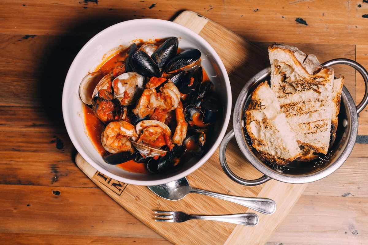 A delicious pot of Mussels Mariniere prepared with shrimps and mussels. Order “East Style” or “Brooklyn Style” - the decision is yours to make.