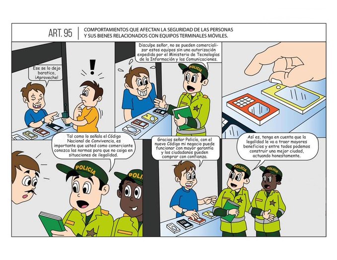 PoliciaCaqueta's tweet photo. #Articulo95 Comportamientos que afectan la seguridad de las personas y sus bienes relacionados con equipos terminales móviles #CodigoDePolicia #SomosUnoSomosTodos https://t.co/owHz7q4cuM
