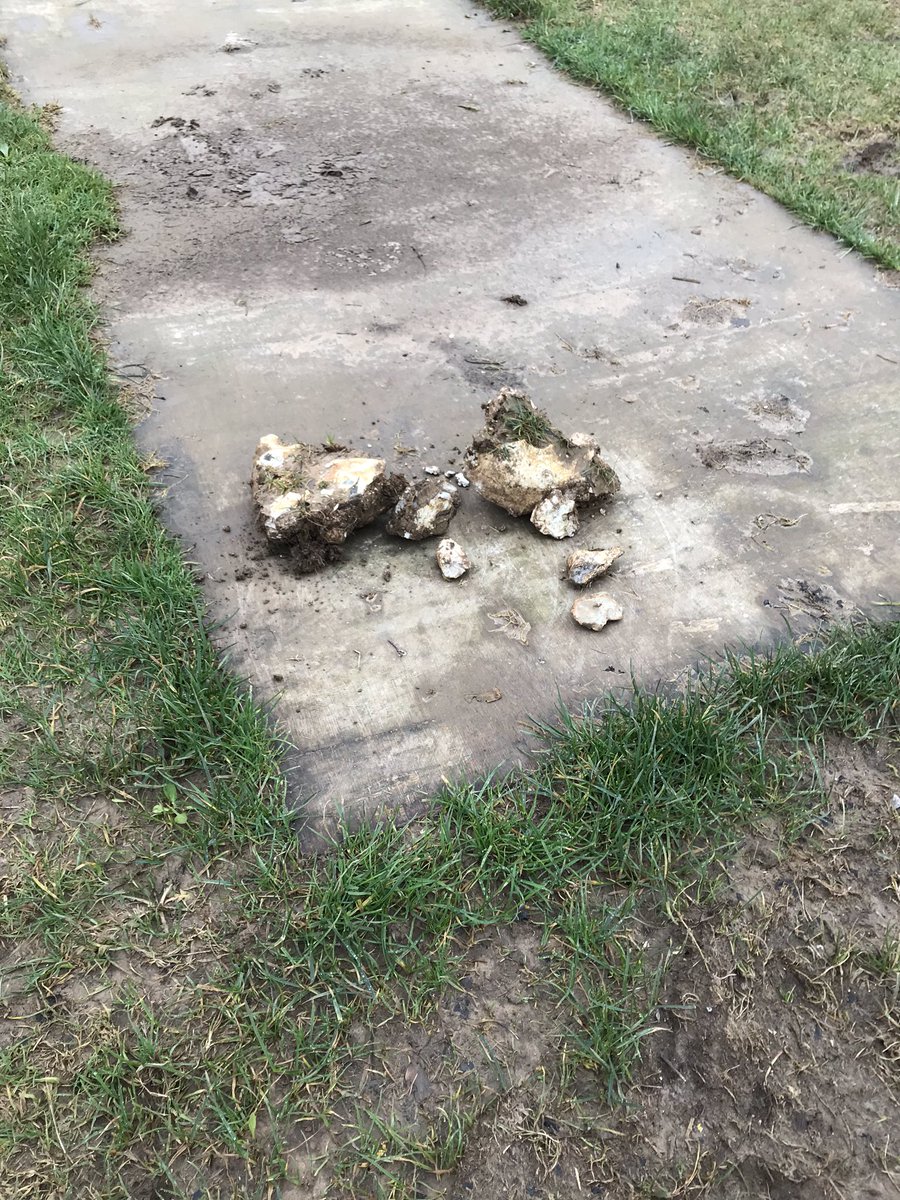 Water slow to drain in north Hampshire even though we ate on chalk and flint!  A few volunteers forked the pitches to try and drain the bad bits but the water table is so high.  Also flints have risen to the top so a safety concern.  The sand is coming soon Mr. Kent 👍
