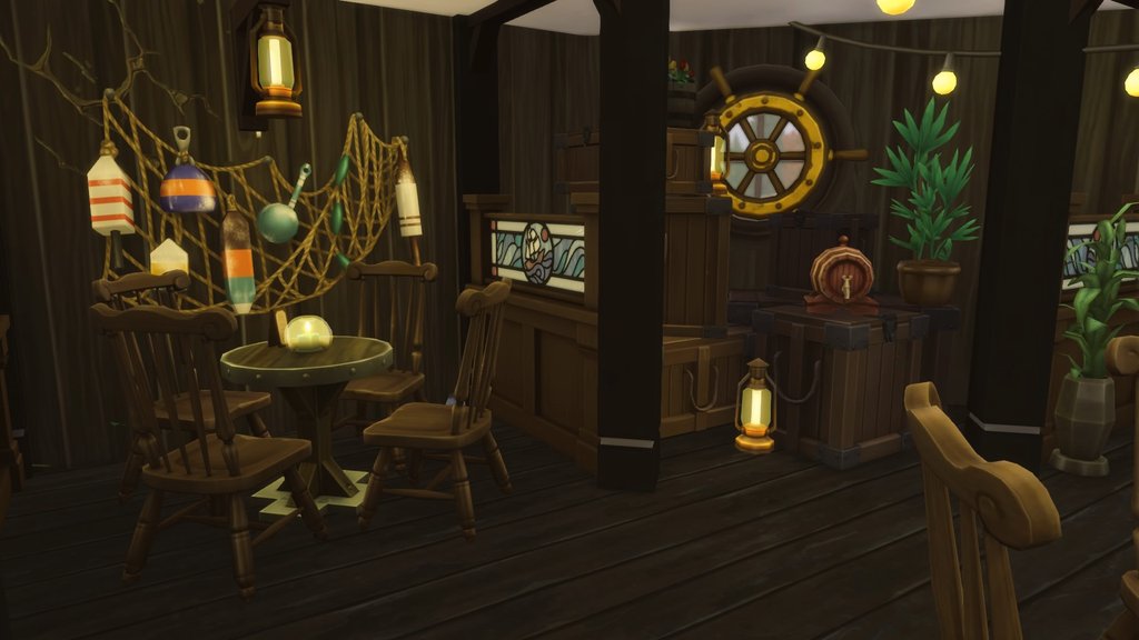 cactusbuilds's tweet photo. Okay, this is the last sneak peak before I release the build... 
The main dining area!😍 
I cannot deal with how good this pirate ship restaurant is coming along🙌
Find my other builds: Lazyleia01💚

#thesims4 #ts4 #sims4gallery #ShowUsYourBuilds
#sims4builders @SimsCreatorsCom https://t.co/2GiMkJ38RO