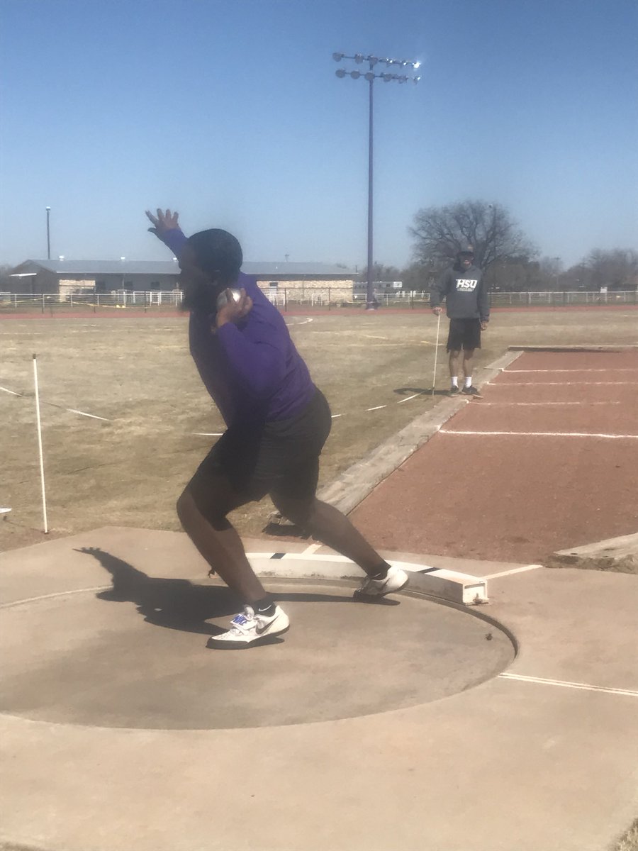 TarskaDuffield's tweet photo. Today Keelan competed in his first college track meet for @HSUTX , placing 5th in discus and 7th in shot put. He and his team-mates had a good first meet!! SUPER PROUD MOM!!! 
#HSUTrack
#CollegeAdventures
#GodDidIt https://t.co/ncL6BBADD7