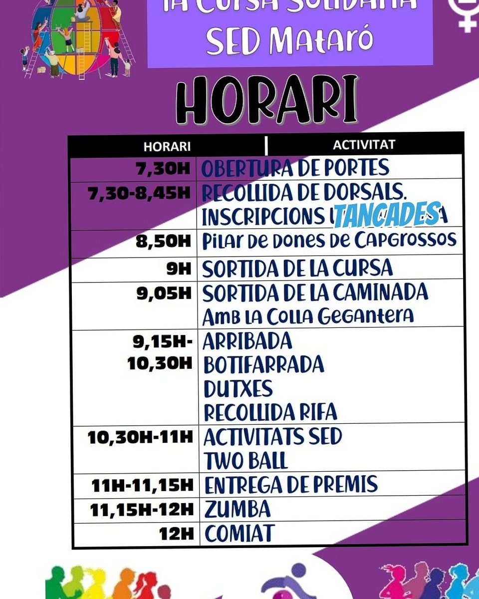 Descanseu força‼️ja ho tenim tot a punt. Demà veniu preparats per fer esport i gaudir d'un diumenge espectacular🎉🎉🎉
US ESPEREM‼️
@Valldemia <a href="/SedCursa/">Cursa SED Mataró</a> <a href="/SEDCatalunya/">SED Catalunya</a> <a href="/aelasoca/">AE La Soca</a> <a href="/AJMACORValldemi/">AjmacorValldemia</a> <a href="/ValldemiaAMPA/">AMPA Valldemia</a>