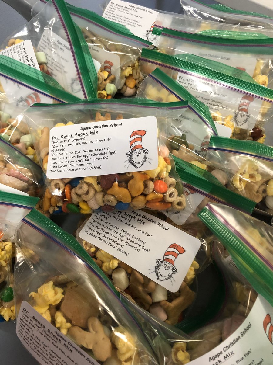 SchoolAgape's tweet photo. Thank you to our awesome ACS Parent Committee for providing our Stallions with a delicious snack bar. Each Dr. Seuss book was celebrated with a different yummy treat! Our ACS Stallions’ beautiful smiles say it all! Thank you parents! #agapechristianschoolmissiontx #missiontx #rgv https://t.co/Kiiv98poSm