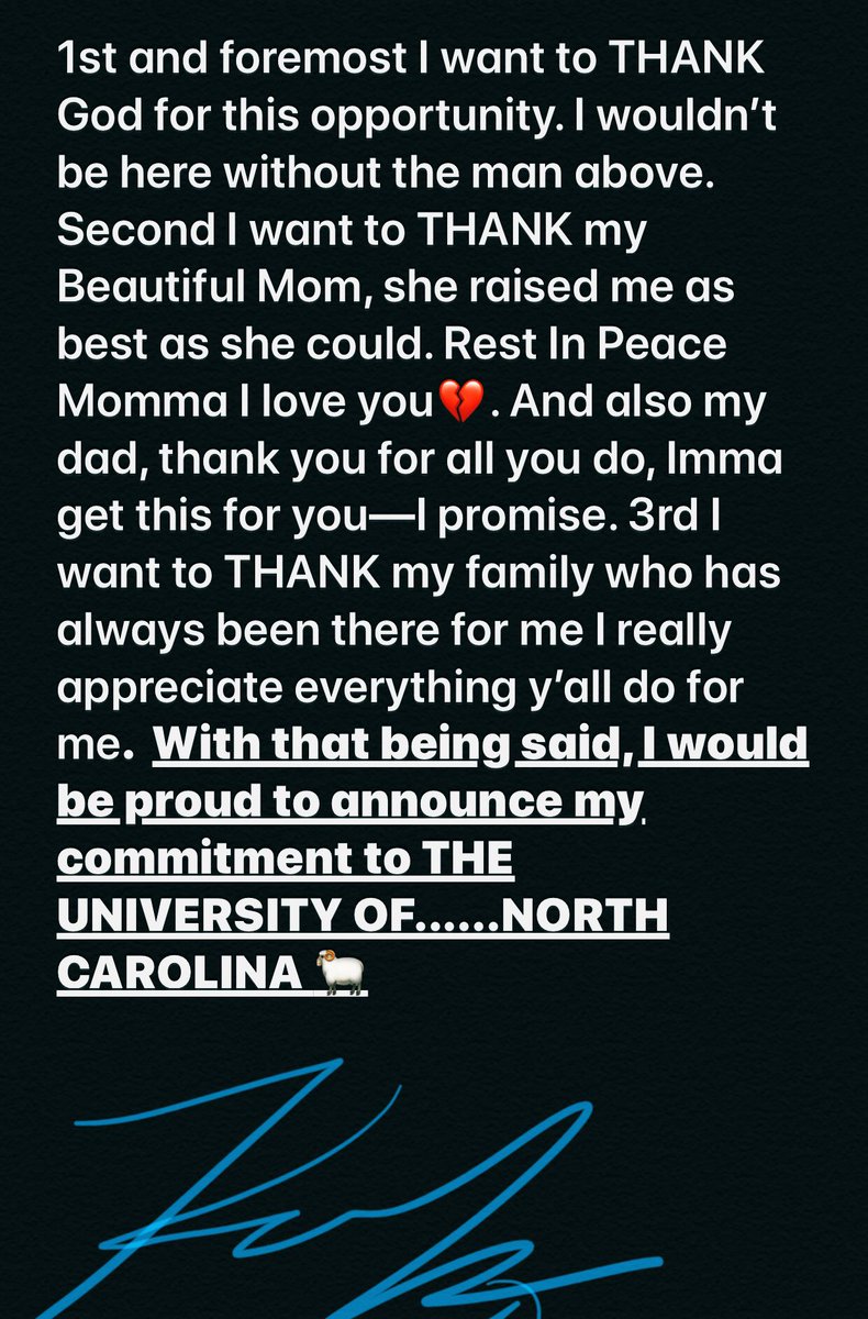kobepaysour8's tweet photo. This One For You. I’m Committed Momma ❤️📝‼️@CoachGalloway7 @CoachMackBrown @UNCCoachG @DonCallahanIC @NCPreps @SWiltfong247 @RivalsFriedman @HamiltonESPN @JMBrooks17 @TarHeelFootball https://t.co/yD48cBHYWi