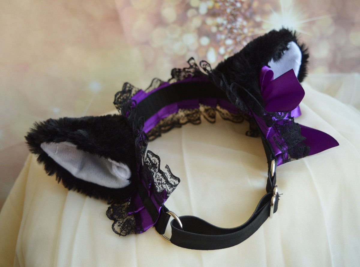 Nekollars's tweet photo. #Kittenplay #cat #ears with #lace and #ribbon #bows - #neko #lolitaears #cosplay #costume - #petplayears #petplaycommunity #bdsmears #kittenplayears #clipears #playears #petplaygear #kittenplaygear - #gothlolita #gothstyle #gothiclolita - More at our #Nekollars Etsy shop! https://t.co/zJf0vy1pxU