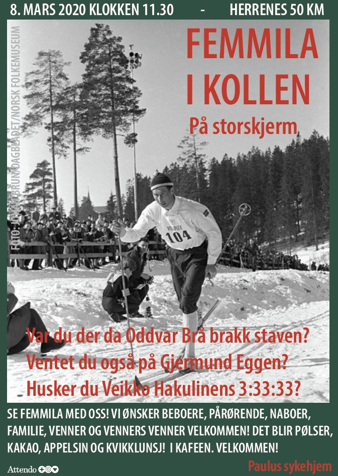 PaulusSykehjem's tweet image. Velkommen til alle !  #Holmenkollen #HKSkifest #fiscrosscountry