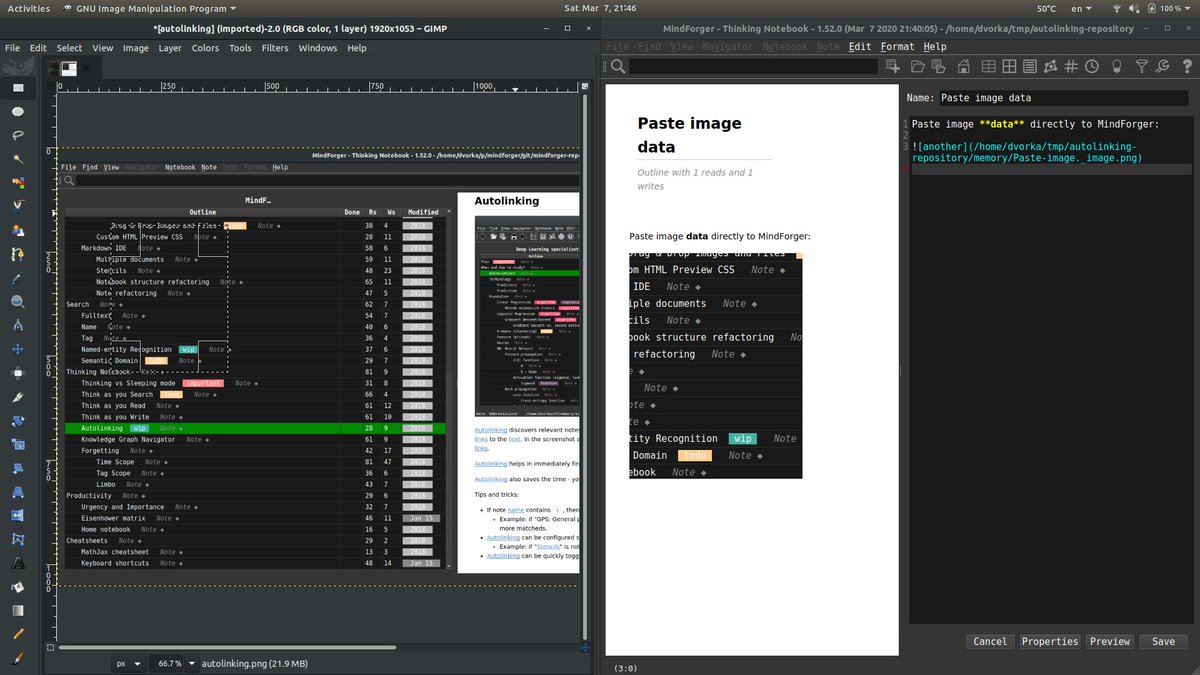 mindforger's tweet photo. Finishing pasting of #image data from #clipboard  directly to note editor (like screenshots or image selection). Check upcoming #MindForger #thinking #notebook release. https://t.co/yEqjo4Vcnz