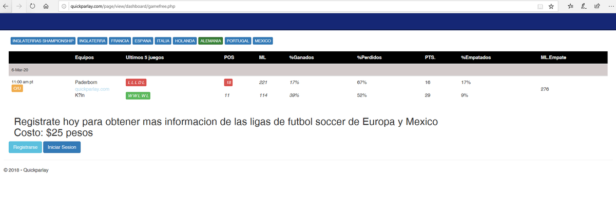 quickparlay's tweet image. por solo 25 pesos... podras ver informacion de las ligas mas importantes de Europa y claro la de mexico.. para ver los goles de los ultimos partidos