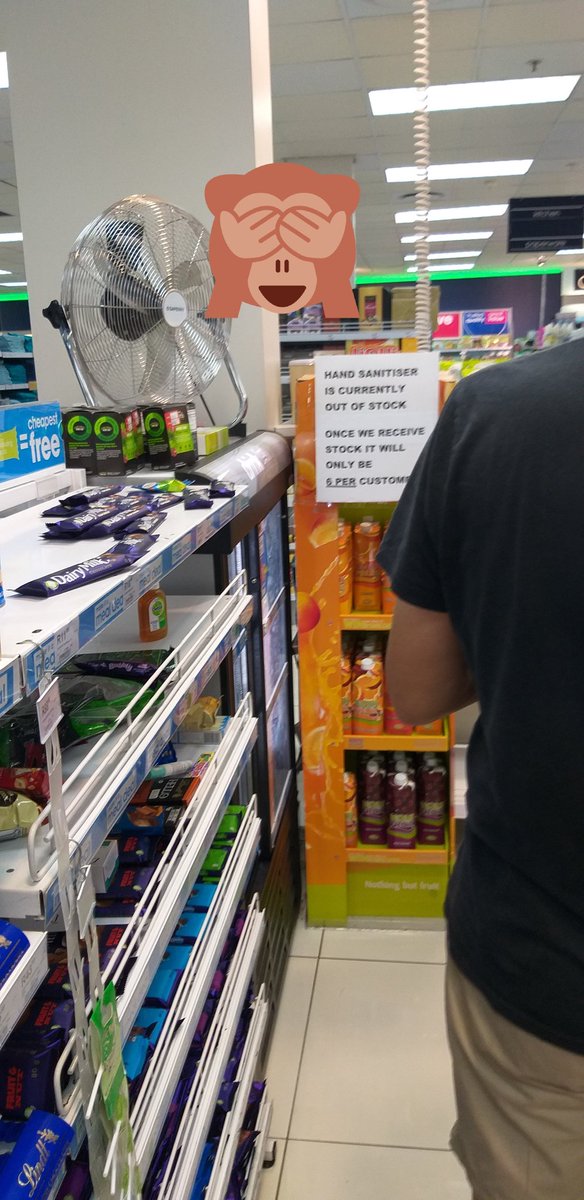 MJAArmstrong's tweet photo. Dear people that bought all of the sanitizer - you're f*cking stupid. Give back the oxygen you're stealing. https://t.co/QteF8OLIfQ