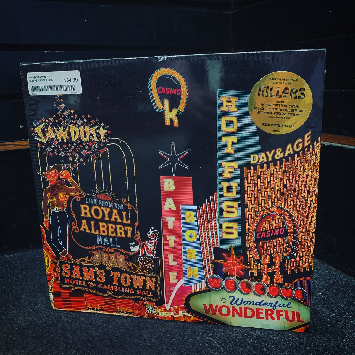 ExclusiveCo's tweet photo. Preowned Killers boxset into the Greenfield store! Features all five of the bands studio albums, a rarities collection, and their ‘09 performance at the Royal Albert Hall! https://t.co/KZAzXLfLYQ