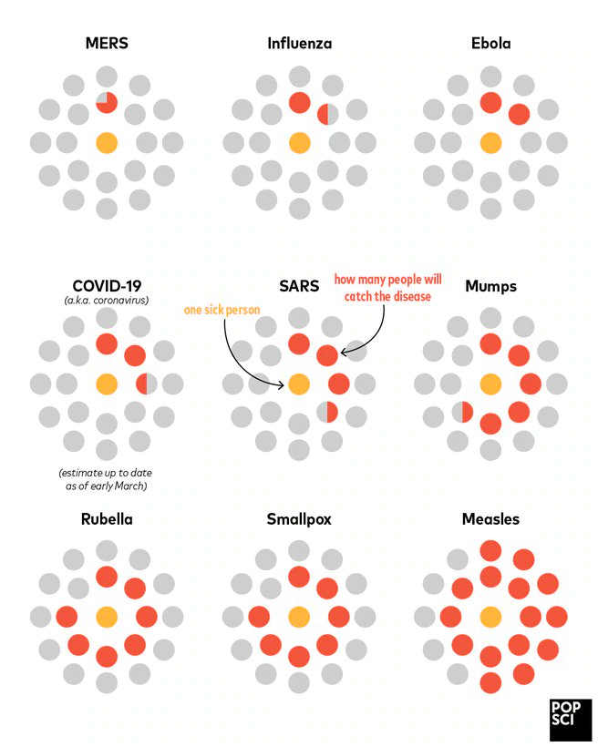 ABsteward's tweet photo. Just how contagious is COVID-19? This chart puts it in perspective.
Is this infographic accurate?! #COVID19 #idtwitter
https://t.co/6hWo3rs26l https://t.co/Ucs7bRHT3h